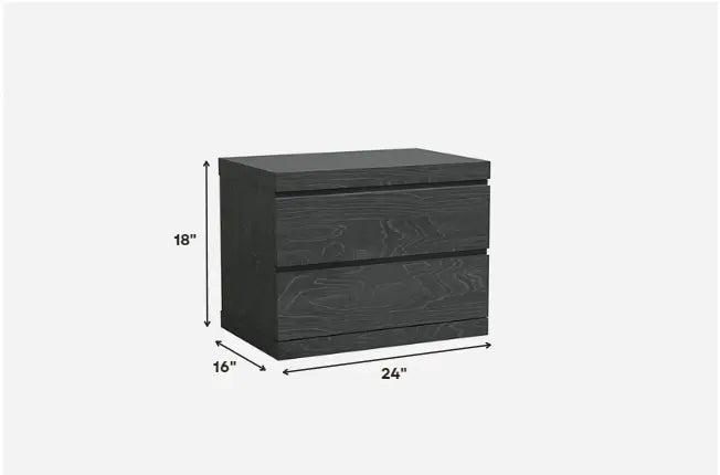 Modern Gray Woodgrain Finish 2 Drawer Nightstand Homeroots Bed & Bath