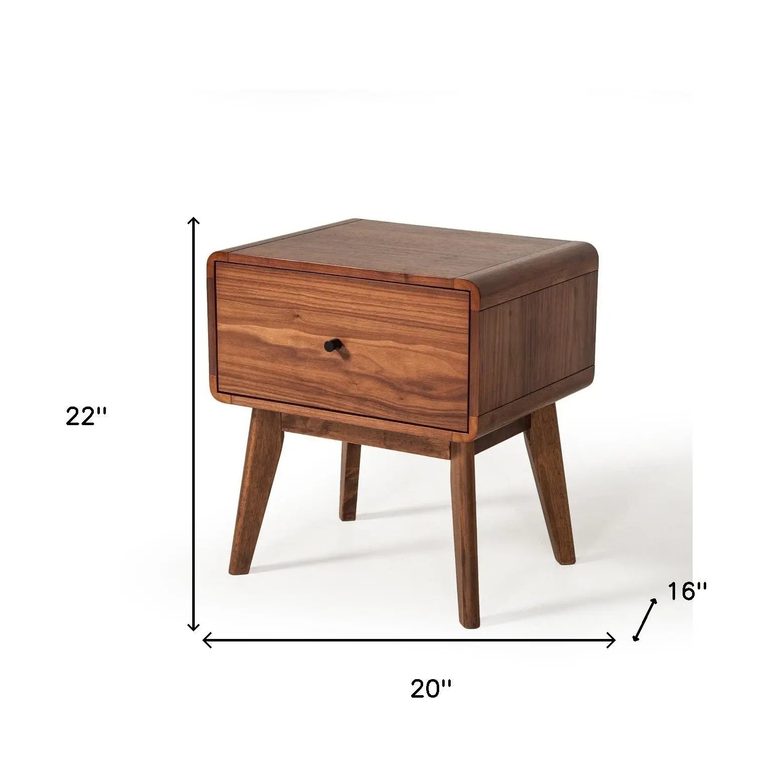 Modern Mid Century Walnut Nightstand with Single Drawer - GreatEagleInc