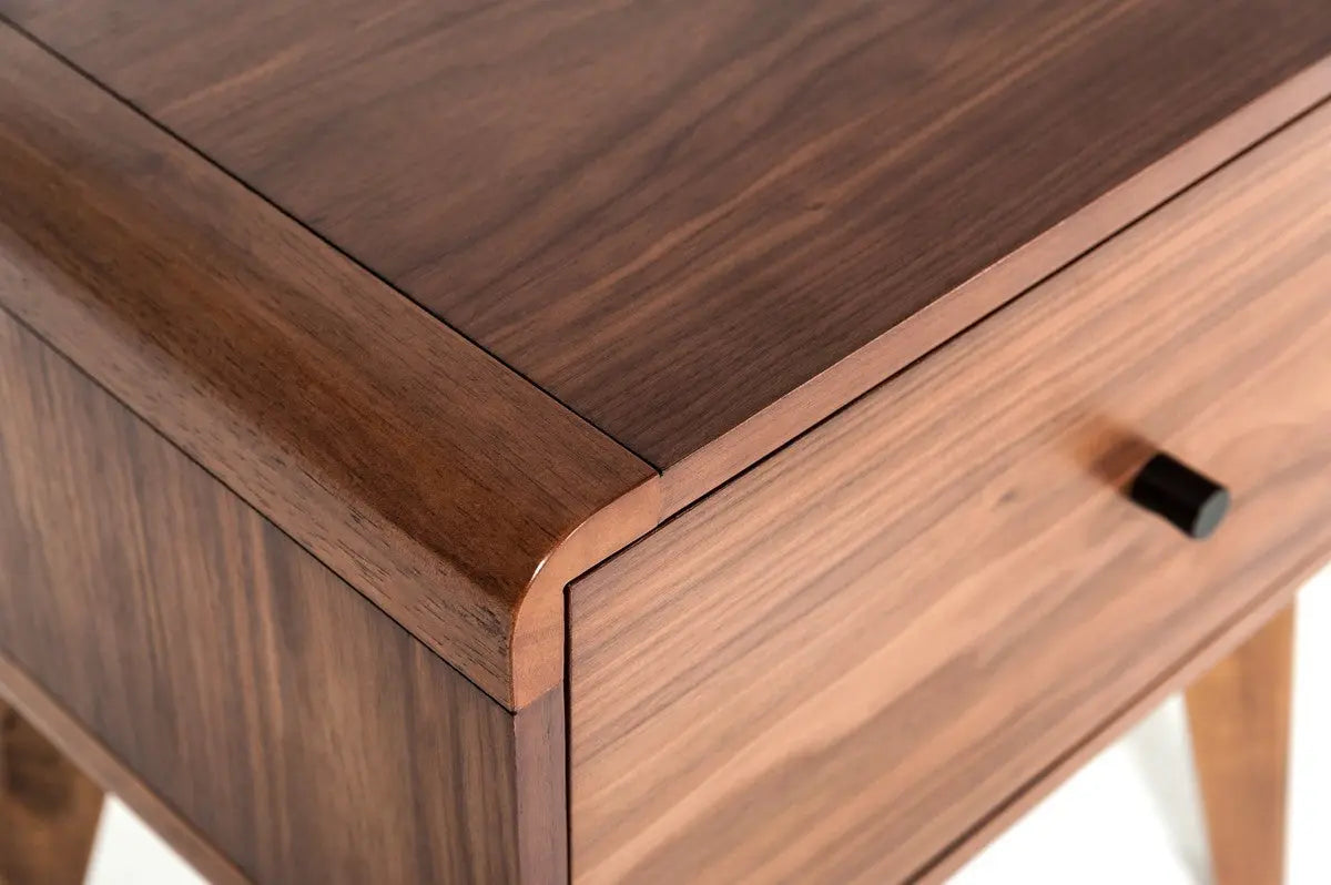 Modern Mid Century Walnut Nightstand with Single Drawer - GreatEagleInc