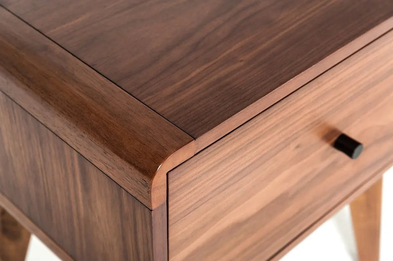 Modern Mid Century Walnut Nightstand with Single Drawer - GreatEagleInc