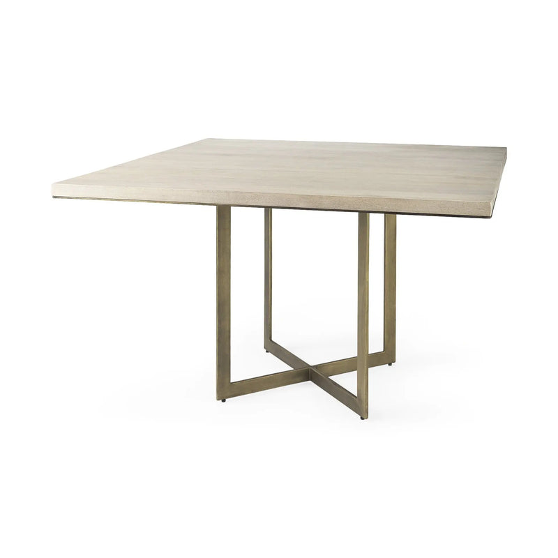 Modern Square Wood and Gold Dining Table Homeroots Kitchen & Dining