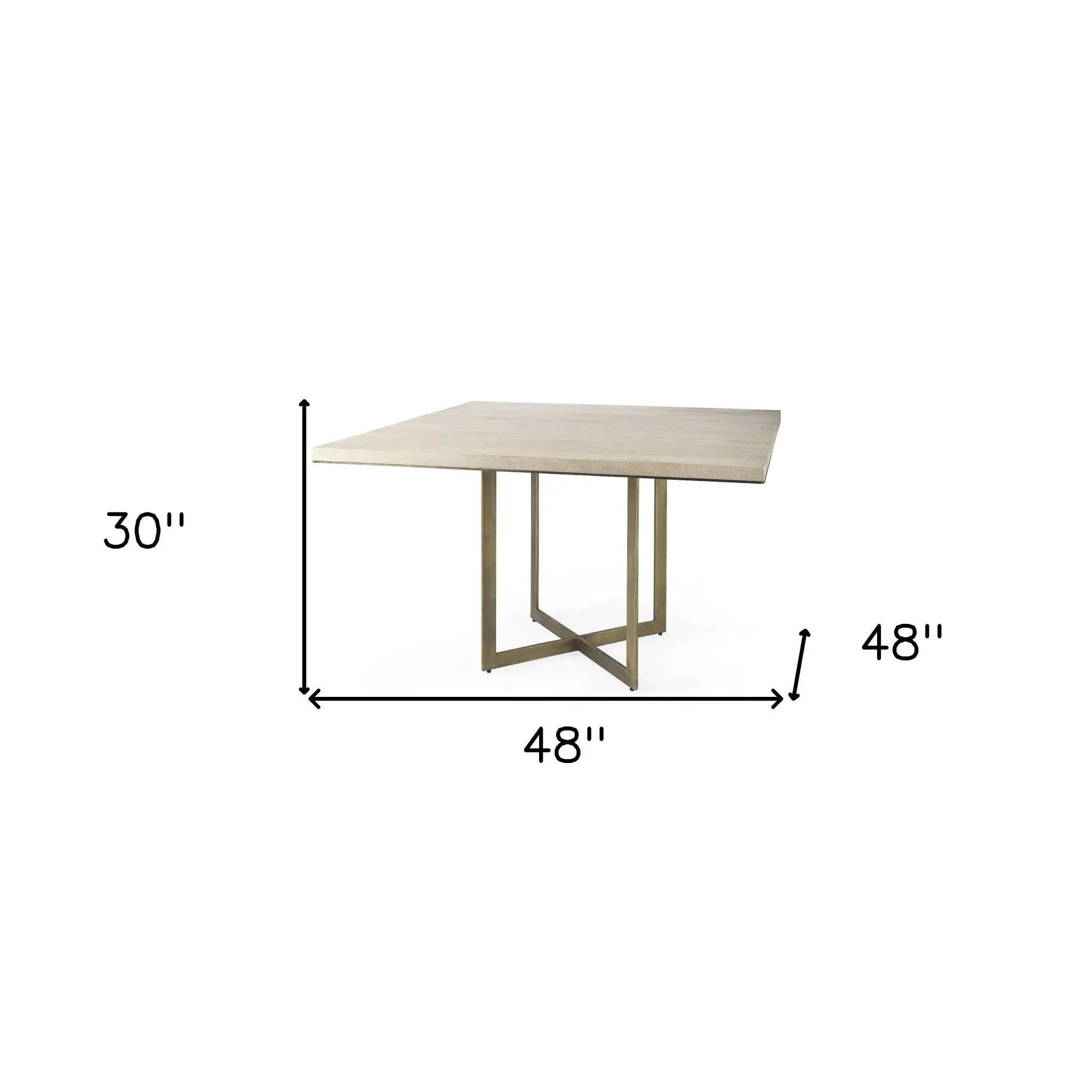 Modern Square Wood and Gold Dining Table Homeroots Kitchen & Dining