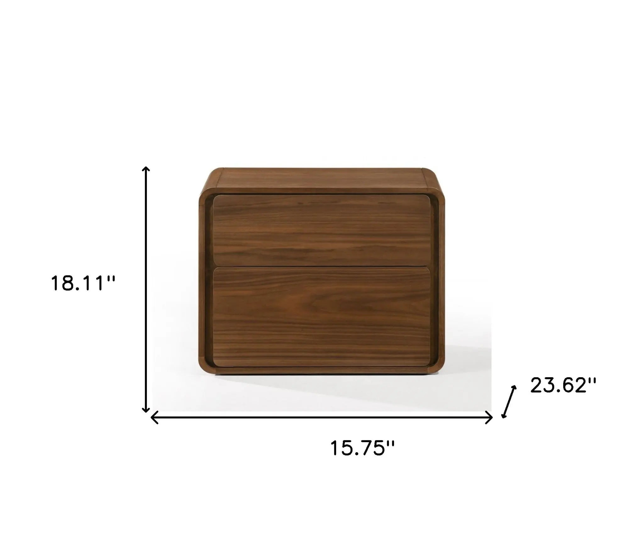 Modern Walnut Brown Nightstand with Two Drawers Homeroots Bed & Bath