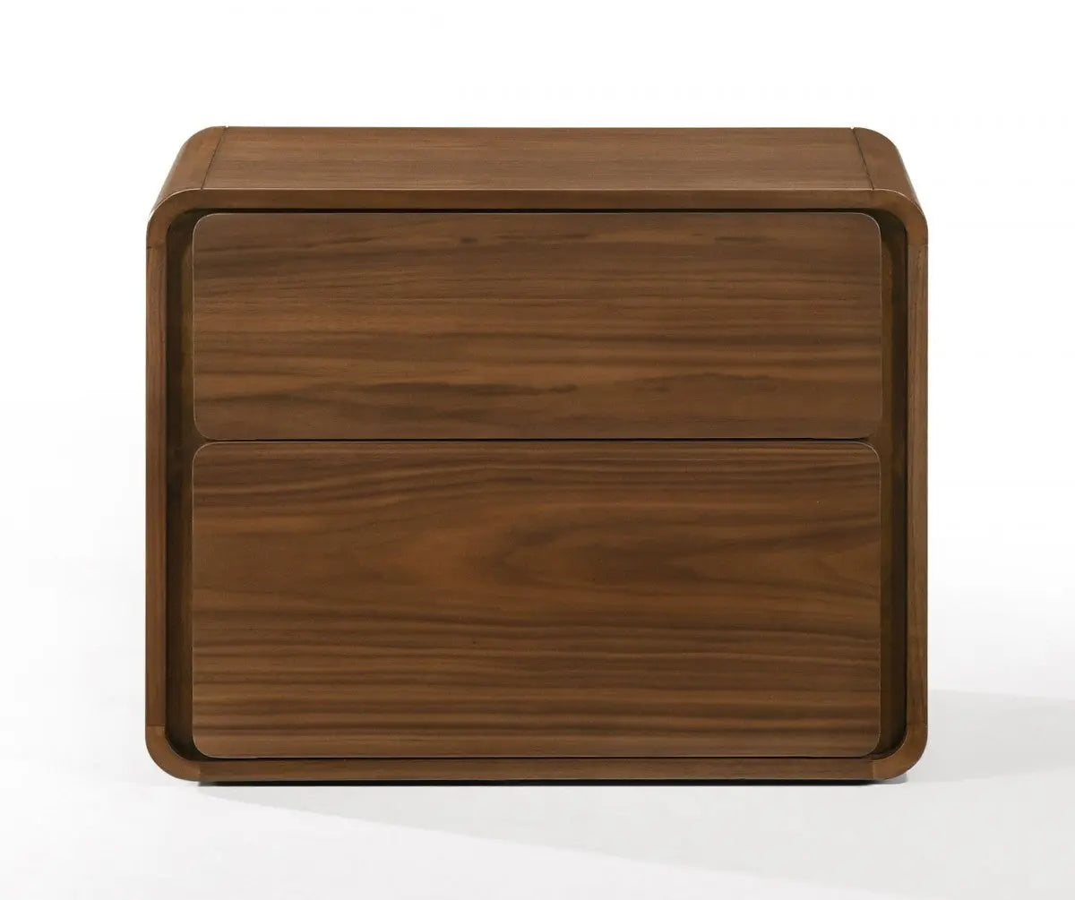 Modern Walnut Brown Nightstand with Two Drawers Homeroots Bed & Bath