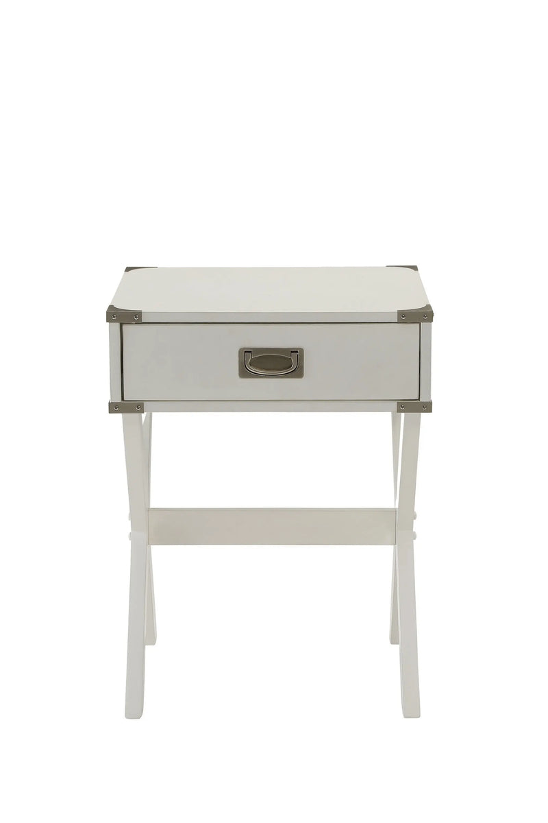 Modern White X Shape Wooden Storage End Table - GreatEagleInc