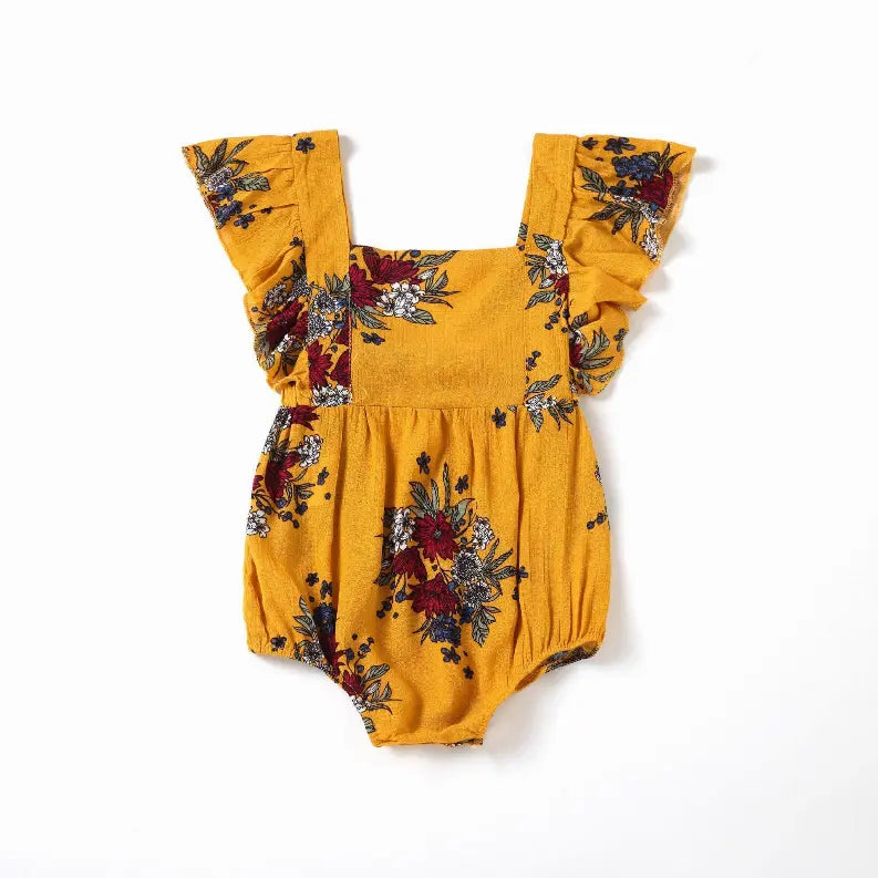Mom Daughter Matching Golden Yellow Romper Mom And Mini Me Pawsome Pet