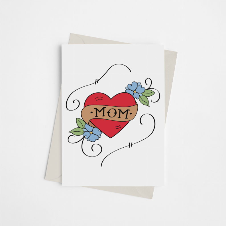 Mom Tattoo Card - Greeting Card Black Cat Bazaar