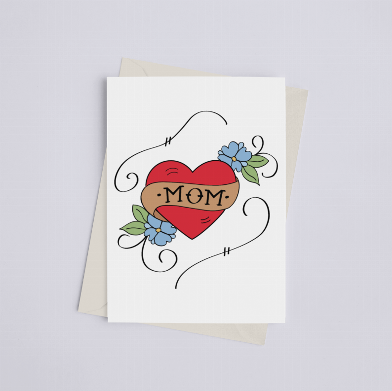 Mom Tattoo Card - Greeting Card Black Cat Bazaar