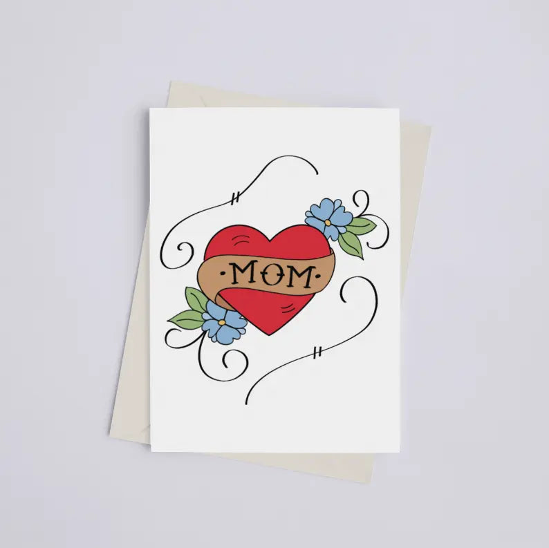 Mom Tattoo Card - Greeting Card Black Cat Bazaar