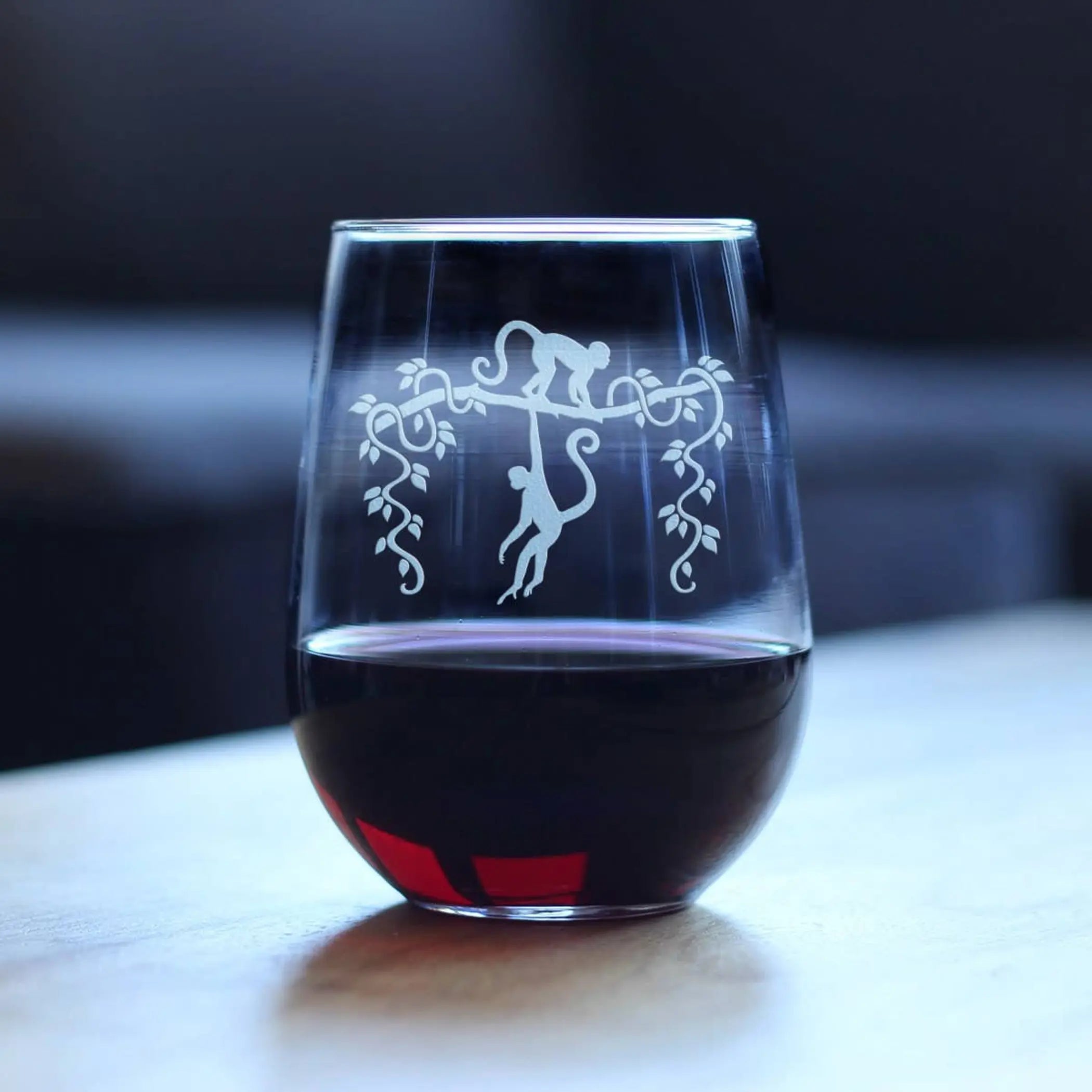 Monkeys Stemless Wine Glass - Monkey Gifts and Decor Bevvee