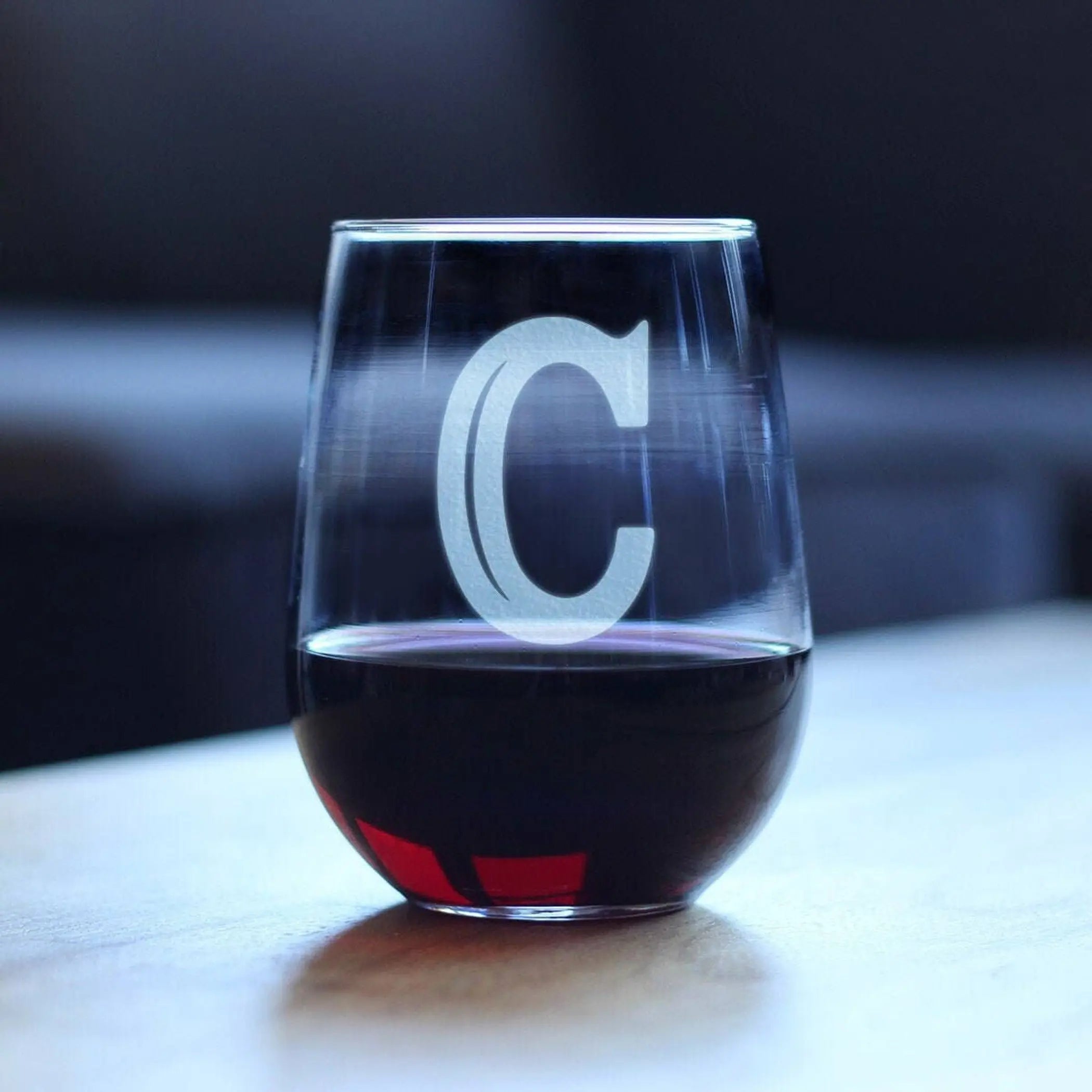 Monogram Bold C Stemless Wine Glass - C Initial Gifts Bevvee