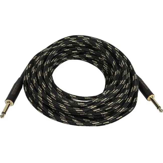 Monoprice 35ft. Cloth Series 1/4 inch T/S Male 20AWG Instrument Cable - Black & Gold Monoprice, Inc