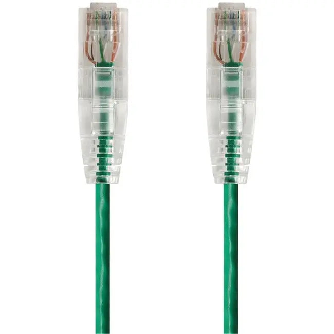 Monoprice SlimRun Cat6 28AWG UTP Ethernet Network Cable, 14ft Green - GreatEagleInc