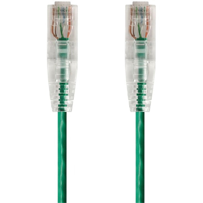 Monoprice SlimRun Cat6 28AWG UTP Ethernet Network Cable, 1ft Green - GreatEagleInc
