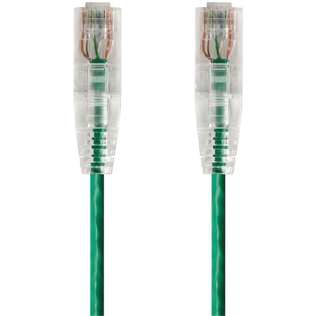 Monoprice SlimRun Cat6 28AWG UTP Ethernet Network Cable, 2ft Green - GreatEagleInc