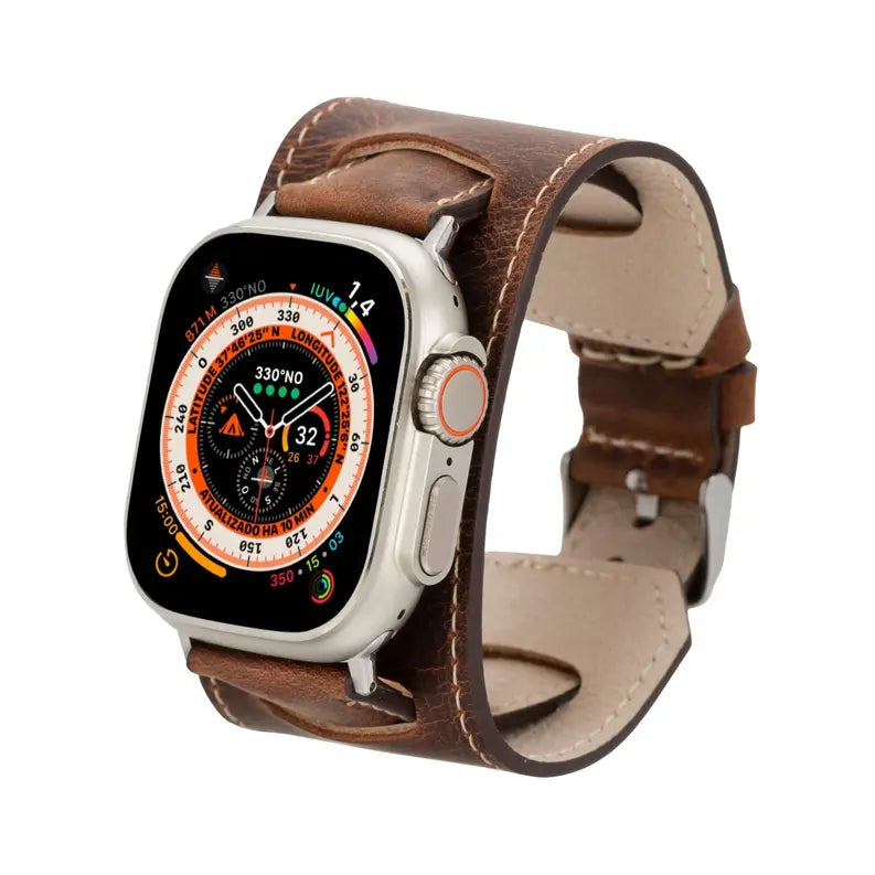 Moorcroft Cuff Leather Bands for Apple Watch Ultra,8,7 and SE Toronata