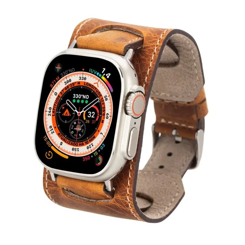 Moorcroft Cuff Leather Bands for Apple Watch Ultra,8,7 and SE Toronata