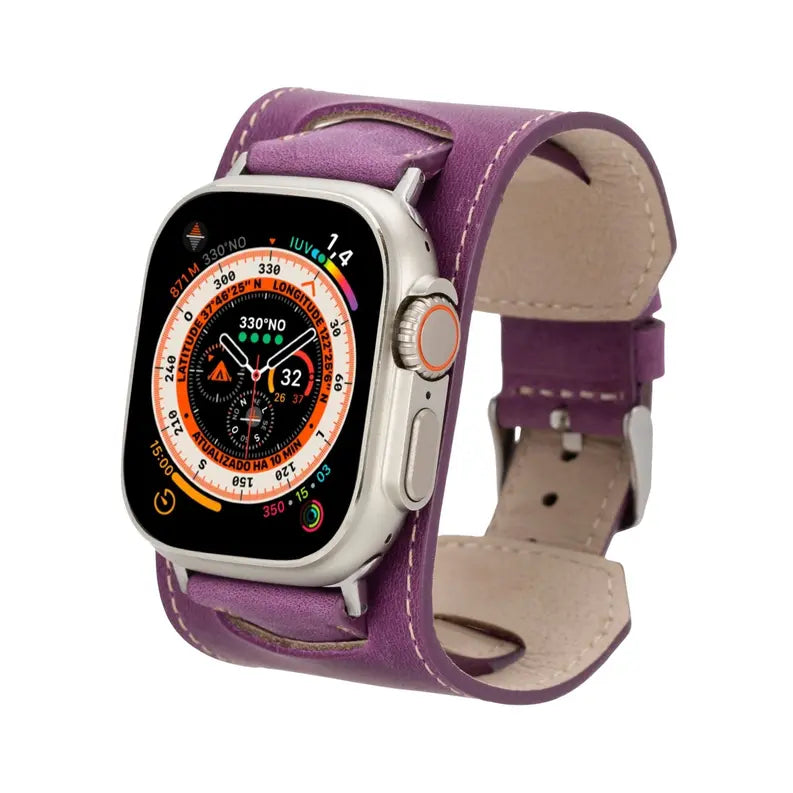 Moorcroft Cuff Leather Bands for Apple Watch Ultra,8,7 and SE Toronata