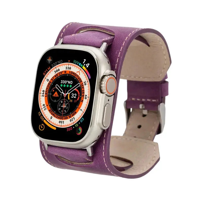Moorcroft Cuff Leather Bands for Apple Watch Ultra,8,7 and SE Toronata