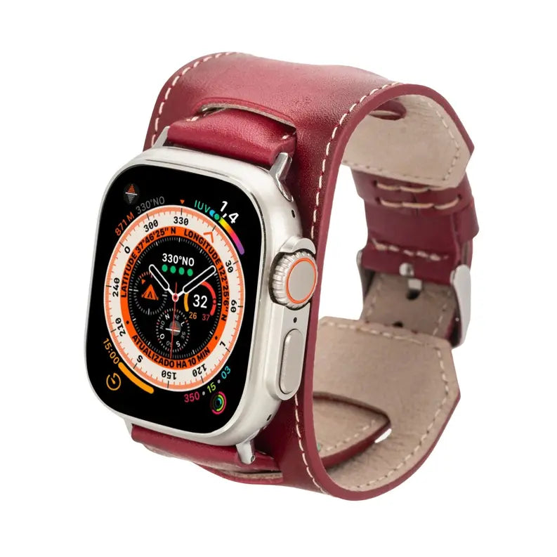 Moorcroft Cuff Leather Bands for Apple Watch Ultra,8,7 and SE Toronata