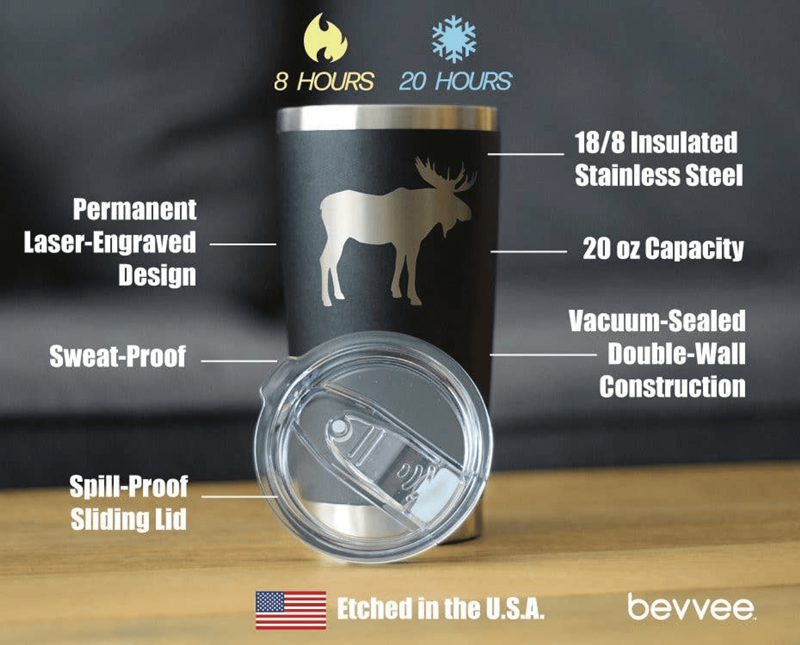Moose Insulated Travel Tumbler - Rustic Cabin Gifts Bevvee