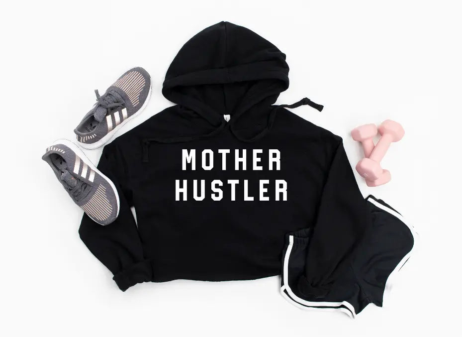 Mother Hustler- Cropped Hoodie Bella Bean