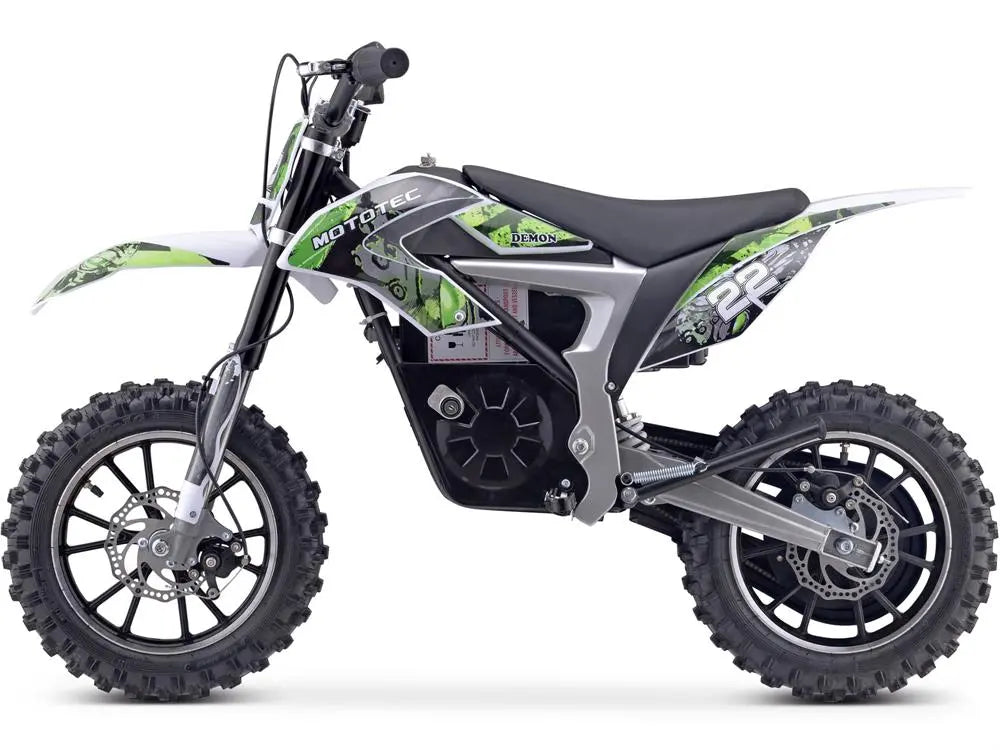 Mototec 36v 500w Demon Electric Dirt Bike Lithium Green MotoTec