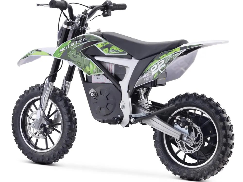 Mototec 36v 500w Demon Electric Dirt Bike Lithium Green MotoTec