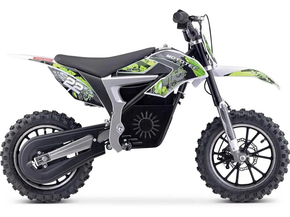 Mototec 36v 500w Demon Electric Dirt Bike Lithium Green MotoTec