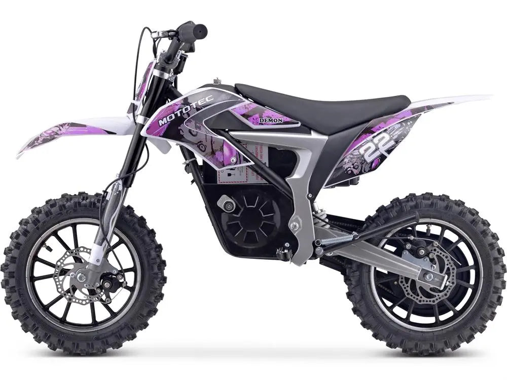 Mototec 36v 500w Demon Electric Dirt Bike Lithium Purple MotoTec