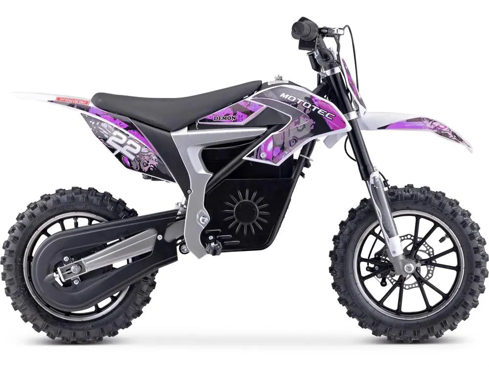 Mototec 36v 500w Demon Electric Dirt Bike Lithium Purple MotoTec