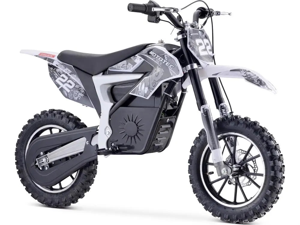Mototec 36v 500w Demon Electric Dirt Bike Lithium White MotoTec