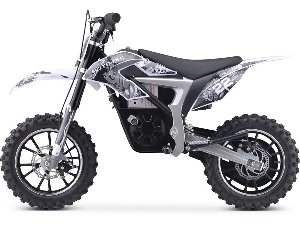 Mototec 36v 500w Demon Electric Dirt Bike Lithium White MotoTec