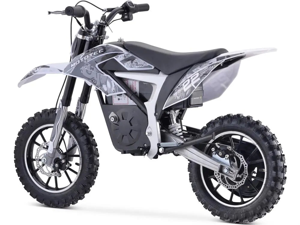 Mototec 36v 500w Demon Electric Dirt Bike Lithium White MotoTec