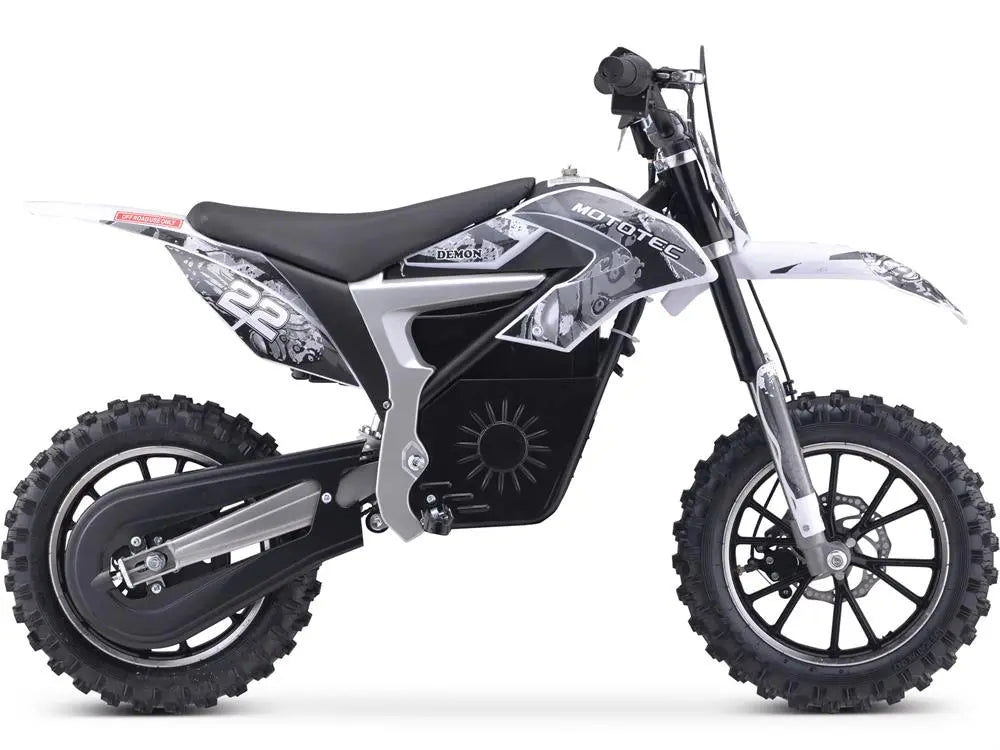 Mototec 36v 500w Demon Electric Dirt Bike Lithium White MotoTec