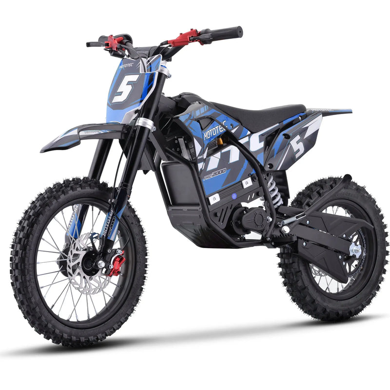 Mototec 60v Pro Electric Dirt Bike 2000w Lithium Blue MotoTec
