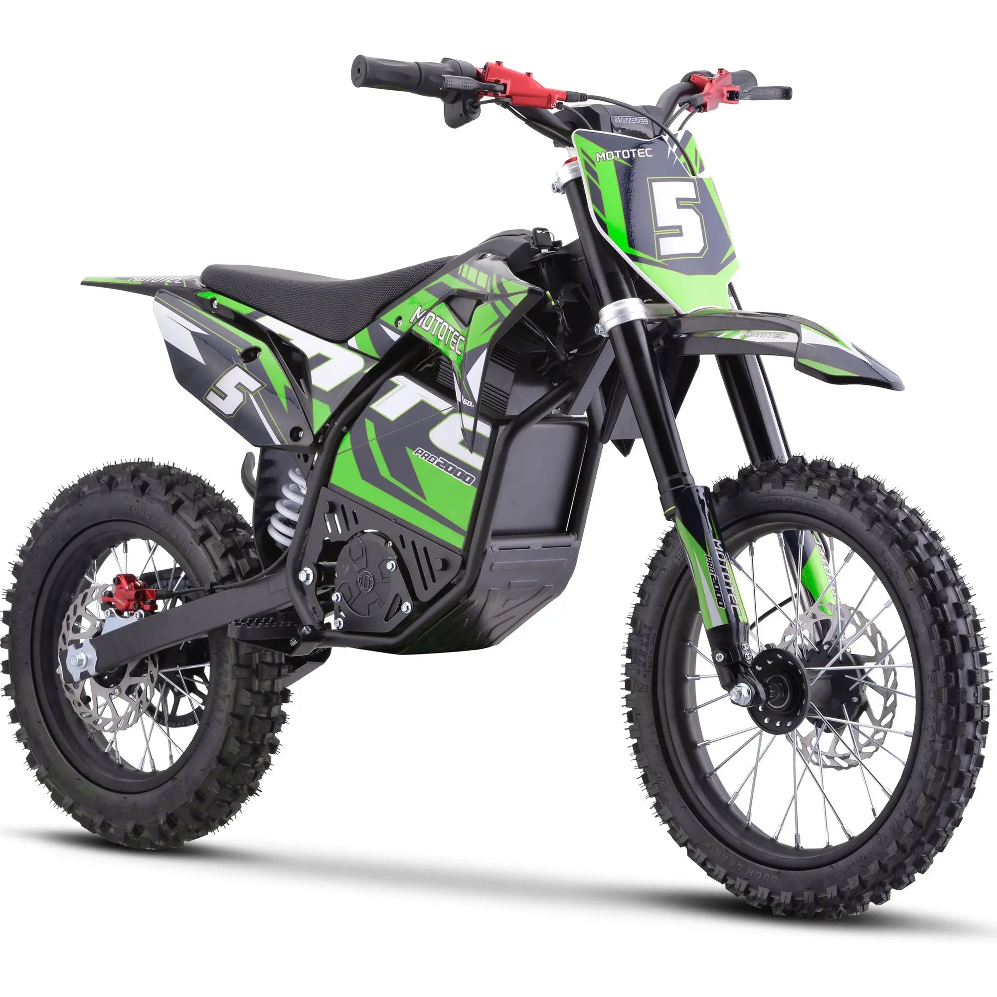Mototec 60v Pro Electric Dirt Bike 2000w Lithium Green MotoTec