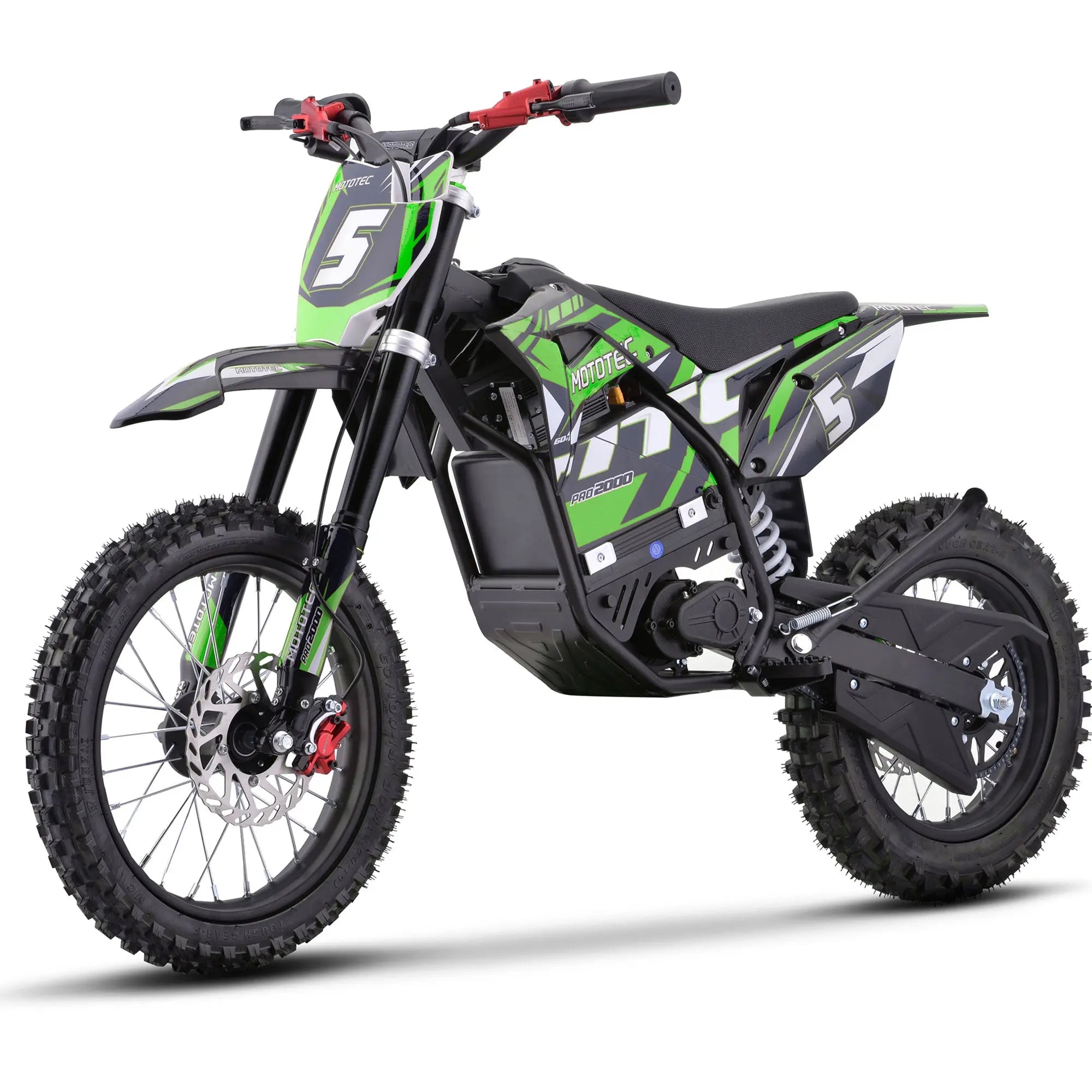 Mototec 60v Pro Electric Dirt Bike 2000w Lithium Green MotoTec