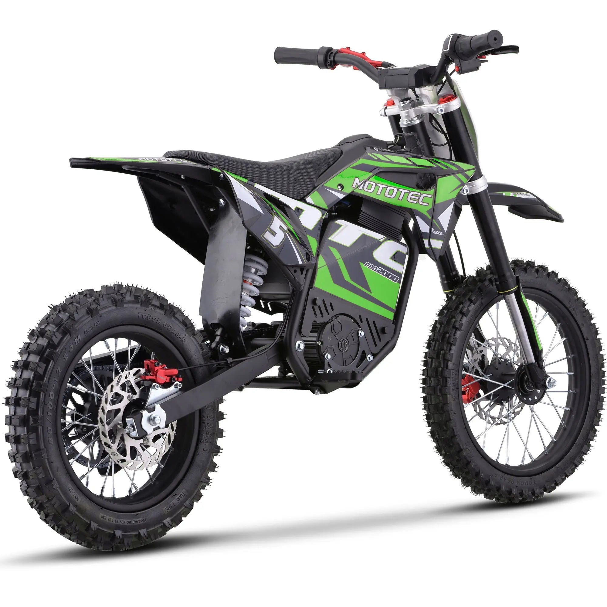 Mototec 60v Pro Electric Dirt Bike 2000w Lithium Green MotoTec