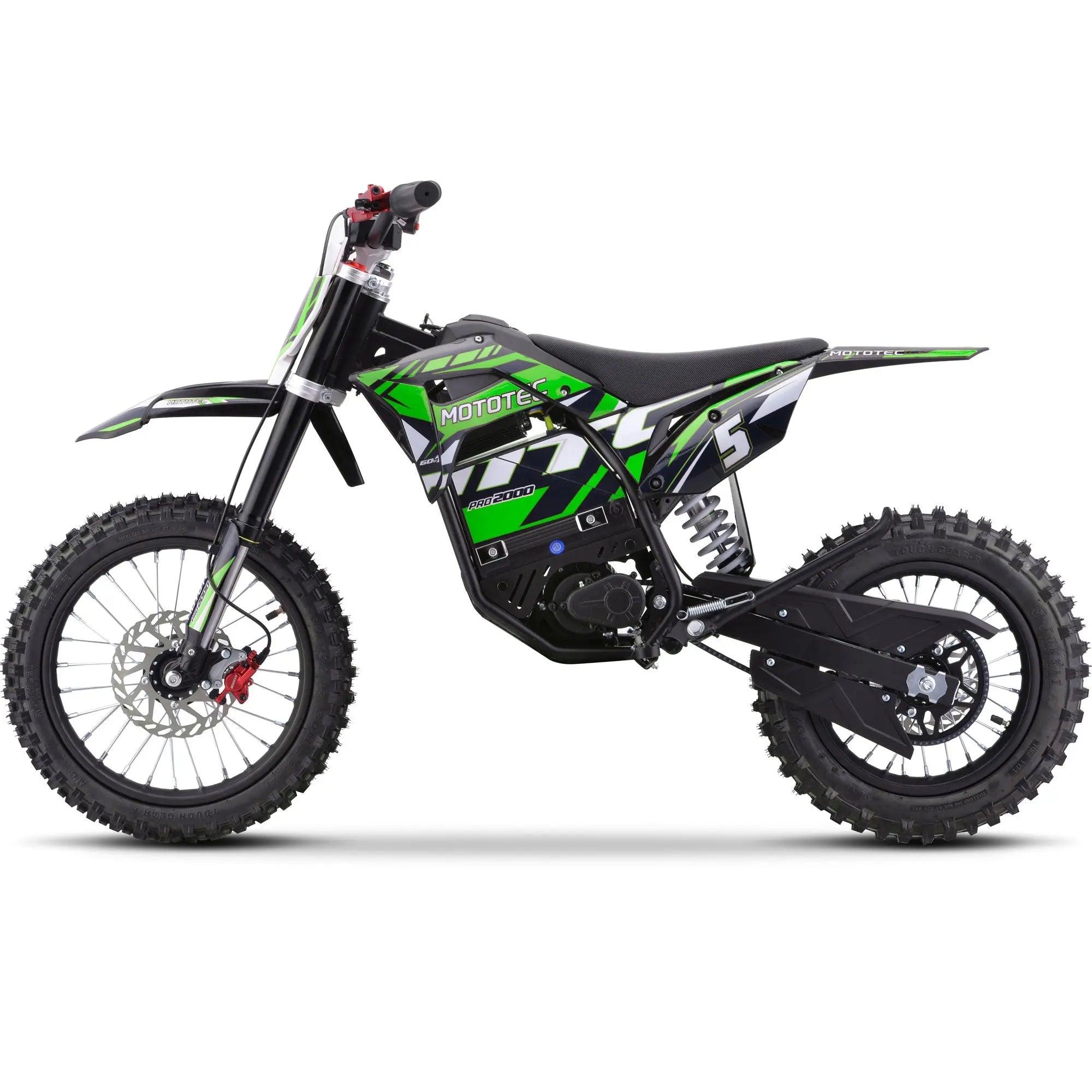 Mototec 60v Pro Electric Dirt Bike 2000w Lithium Green MotoTec