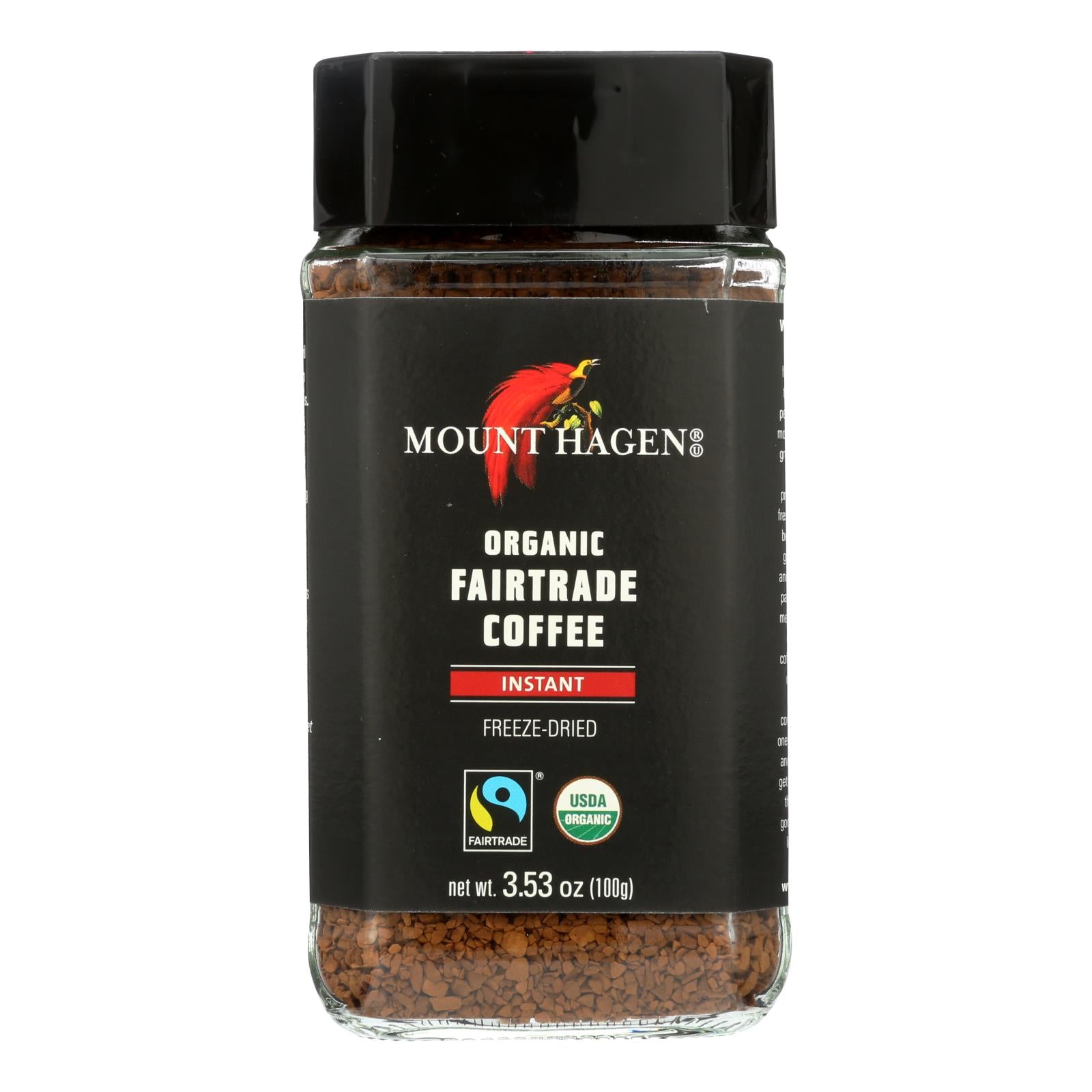 Mount Hagen Instant Organic Fairtrade Coffee  - Case Of 6 - 3.53 Oz Mount Hagen
