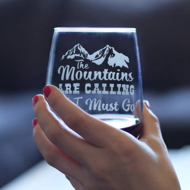 Mountains are Calling Stemless Wine Glass - Outdoorsy Gifts Bevvee