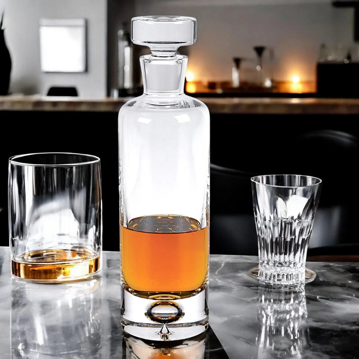 Mouth Blown European Crystal Round Decanter 28 Oz Homeroots Kitchen & Dining