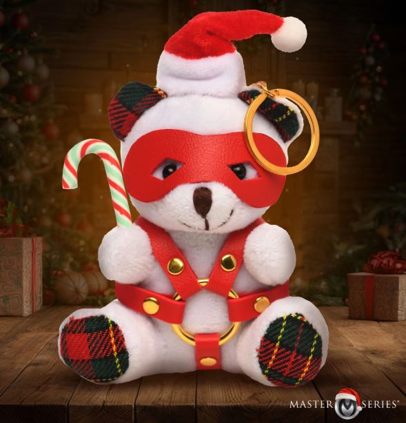 Ms Holiday Bondage Bear Keychain White - GreatEagleInc