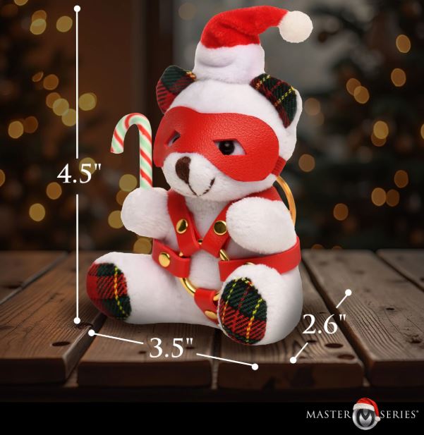 Ms Holiday Bondage Bear Keychain White - GreatEagleInc