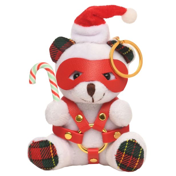 Ms Holiday Bondage Bear Keychain White - GreatEagleInc