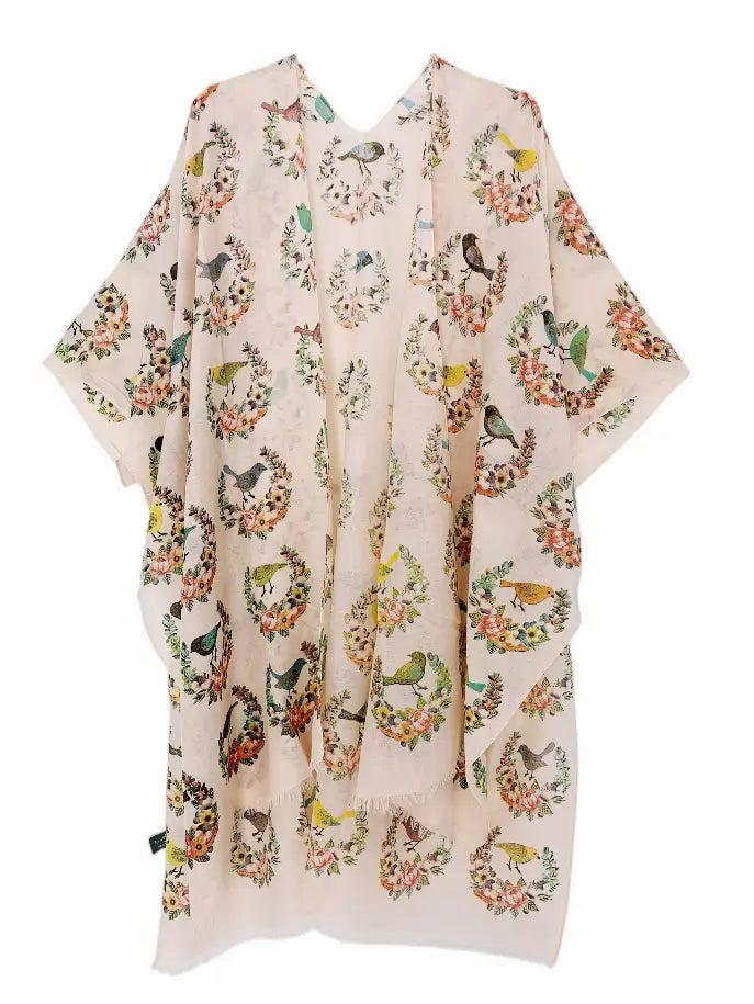 Multi Bird Floral Kimono JC Sunny Fashion