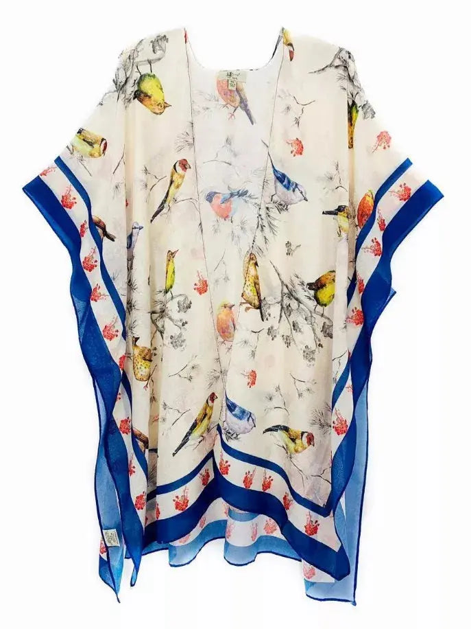 Multi Bird with Border Accent Kimono JC Sunny Fashion