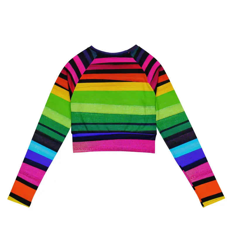 Multi Colored Rainbow Women's Long Sleeve Crop Top Adirelounge