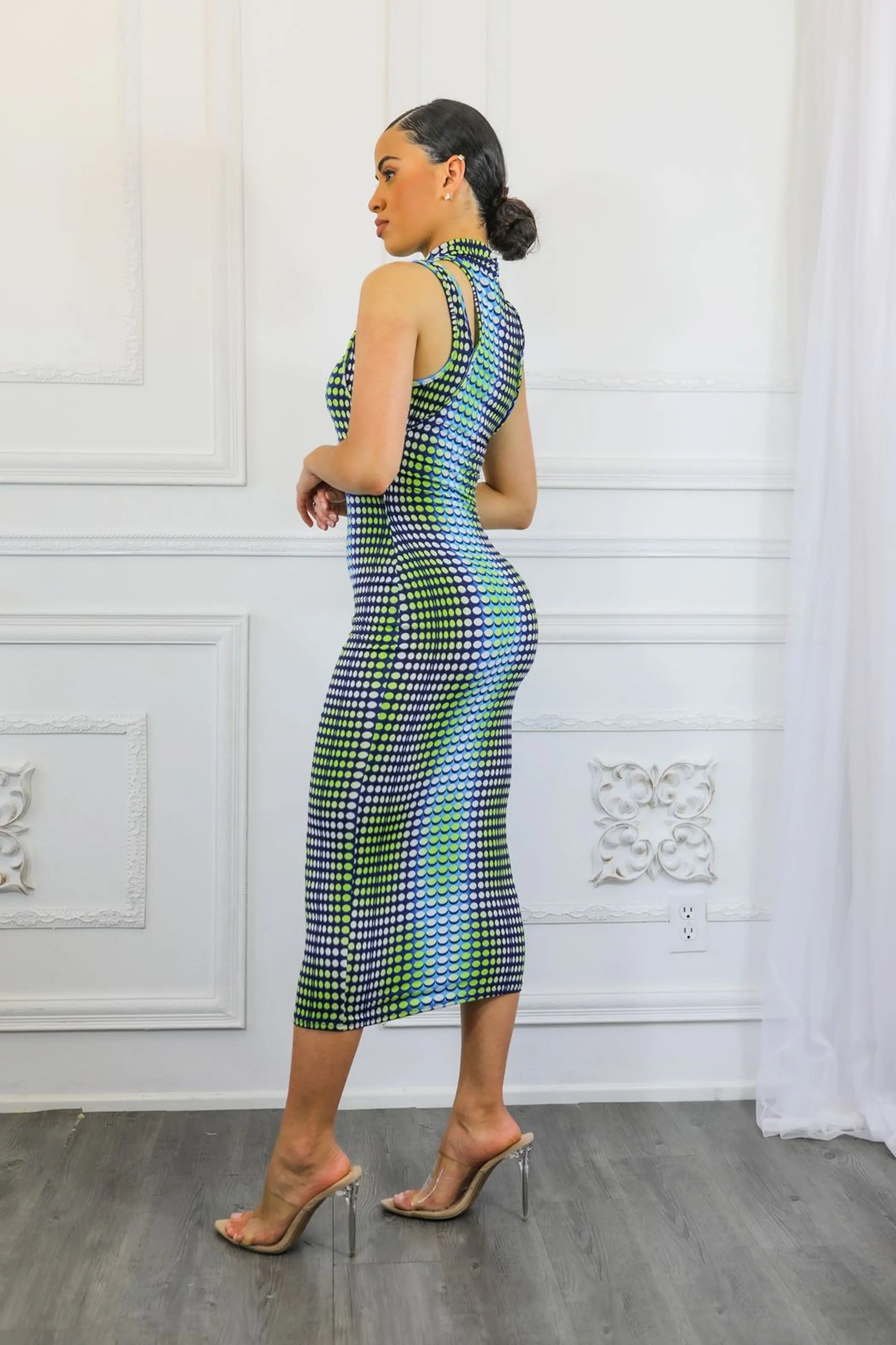 Multi Dimension Scale Print Midi Dress SurelyMine